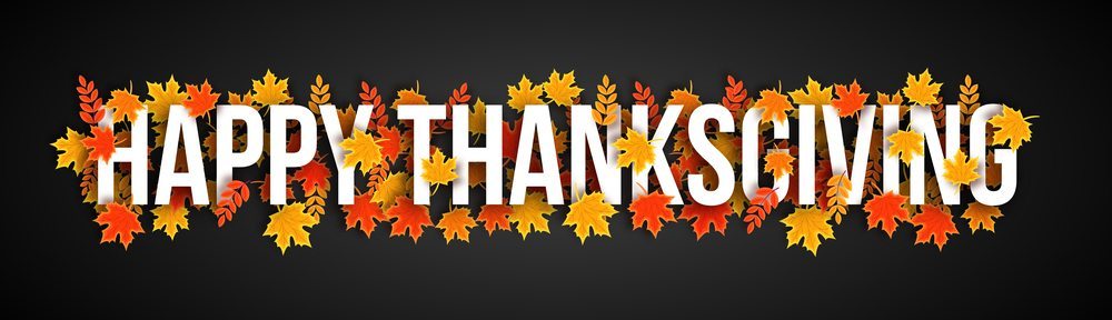Creative banner design with white text Happy Thanksgiving on map